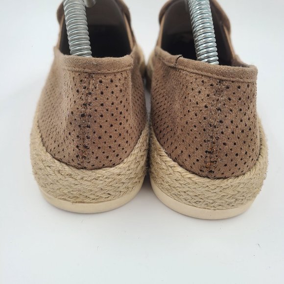 Esprit Womens Shoes 7.5 Slip On Espadrille Flat Perforated Loafer Brown Fabric - Picture 5 of 9
